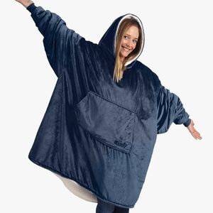 Cozy Navy Hooded Wearable Blanket Robe